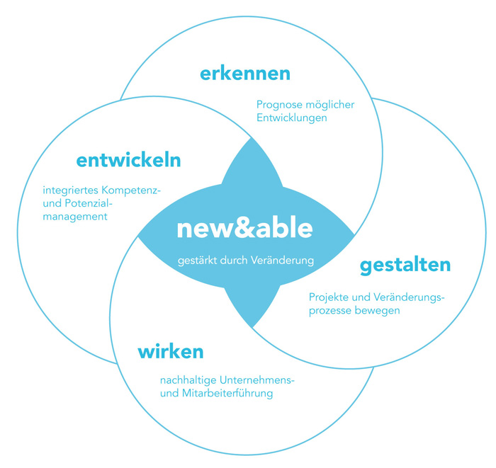 new & able Management- & Organisationsberatung Portfolio Grafik.